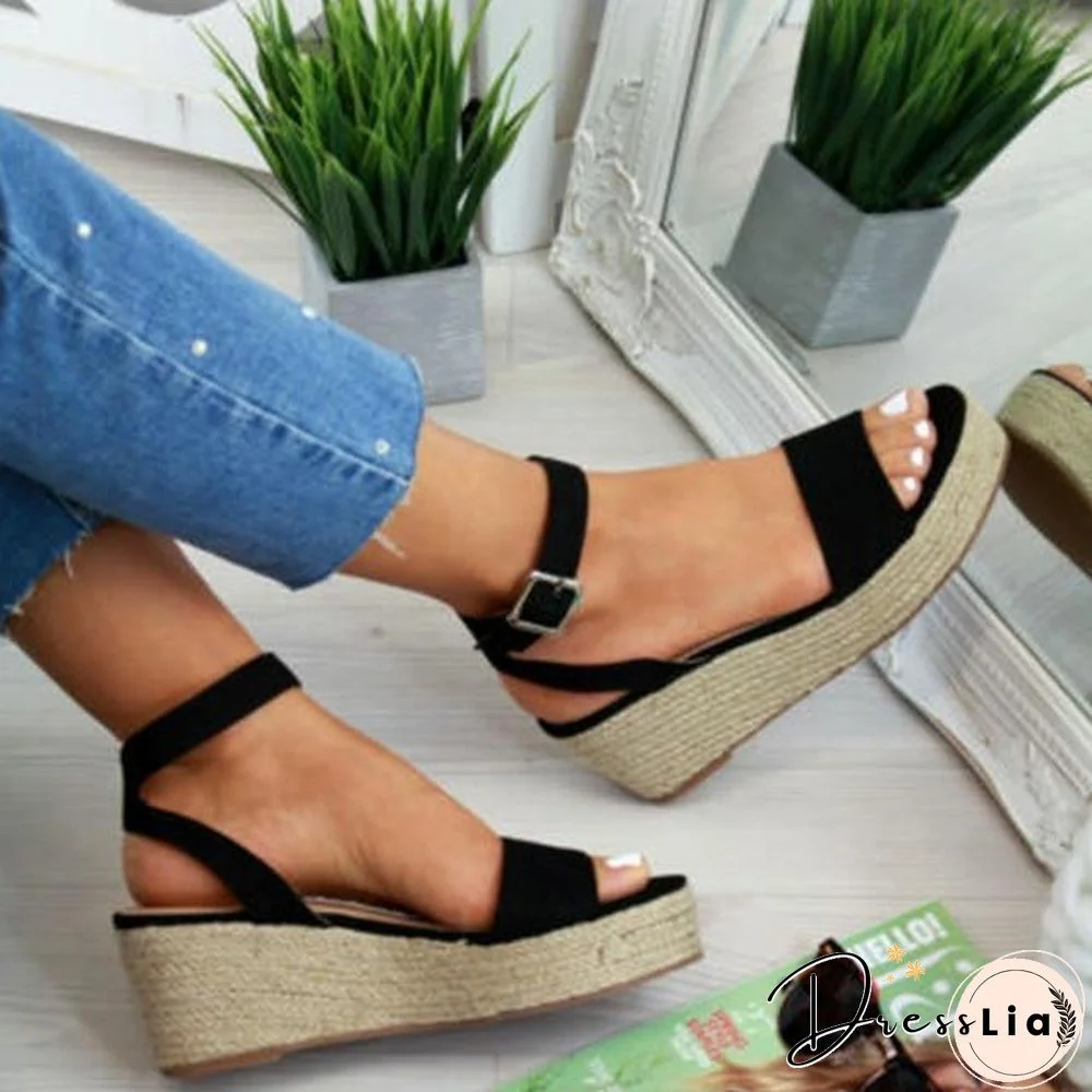 Women's Sommer Wedge Platform Sandals Beach Strap Sandal Casual Peep Toe Sandals