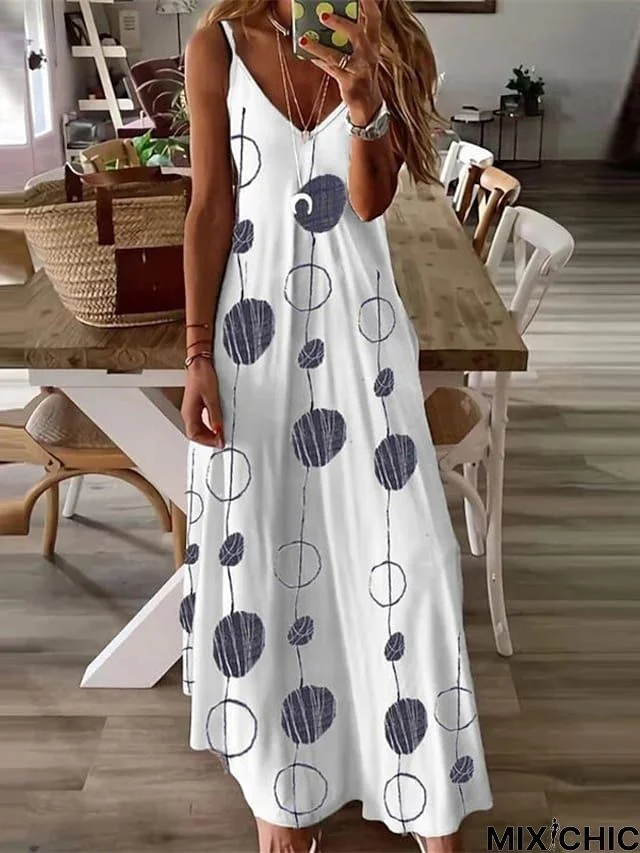 Women's A Line Dress Slip Dress Long Dress Maxi Dress Black White Pink Sleeveless Floral Print Spring Summer Spaghetti Strap Casual 2023 S M L XL XXL