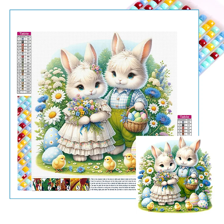 Full Square Diamond Painting - Spring Garden Rabbit 40*40CM