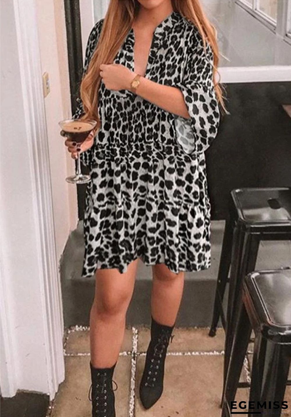 Leopard Print Dress Bohemian Style Dress | EGEMISS