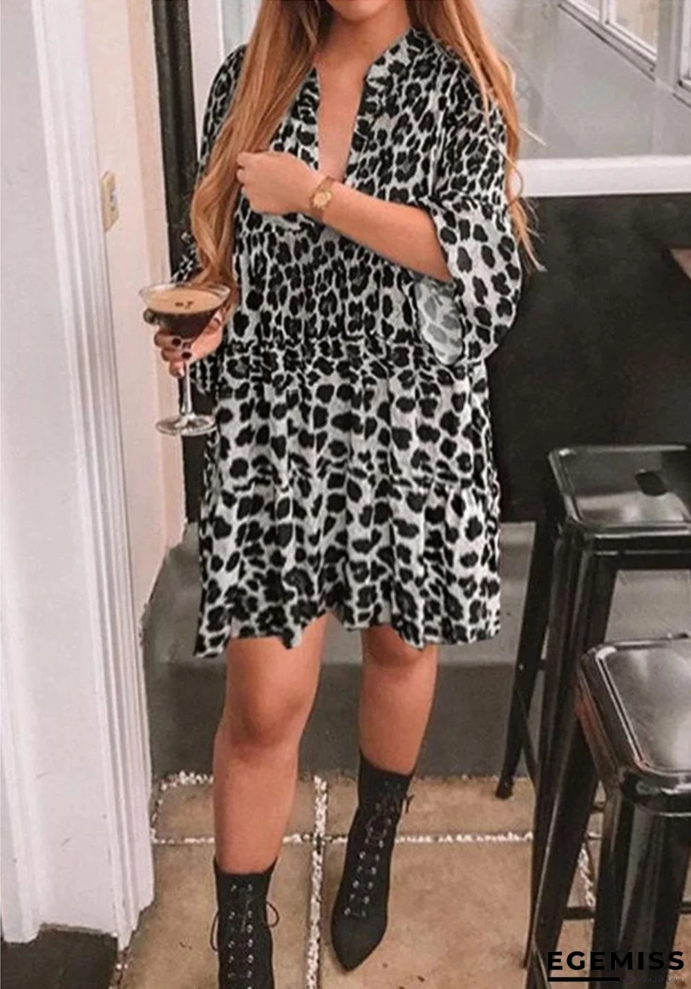 Leopard Print Dress Bohemian Style Dress | EGEMISS