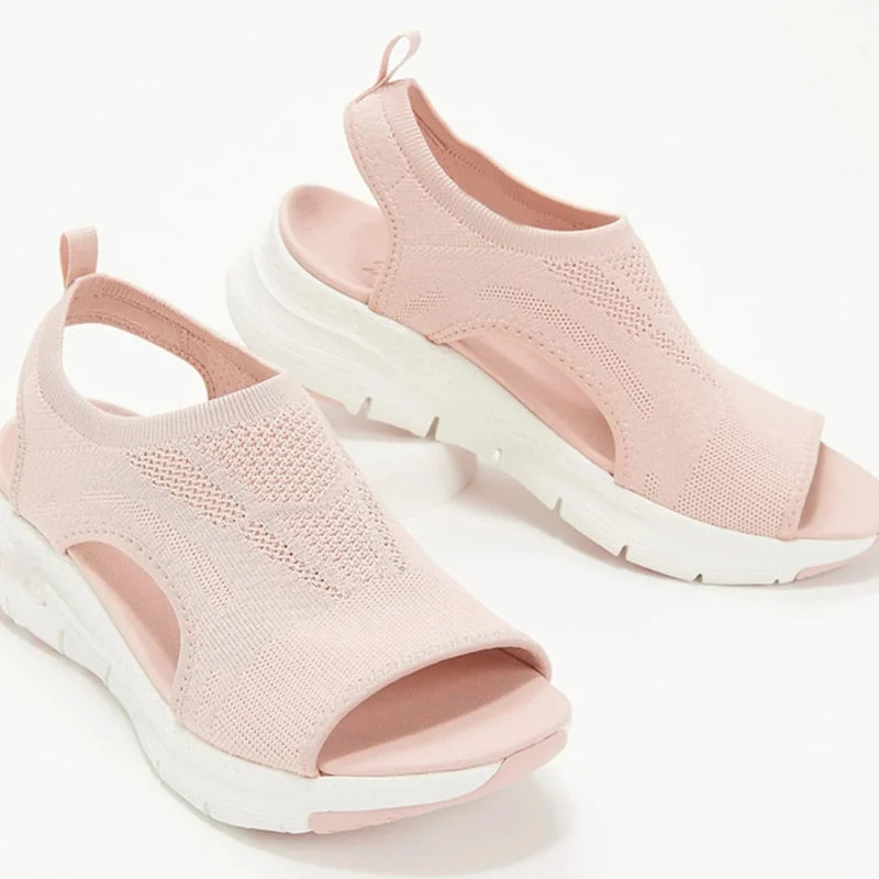 Women Sandals Summer Mesh Casual Ladies Wedges Shoes Solid Color Hollow Platform Open Toe Slip-On Female Sandalias Light Comfort