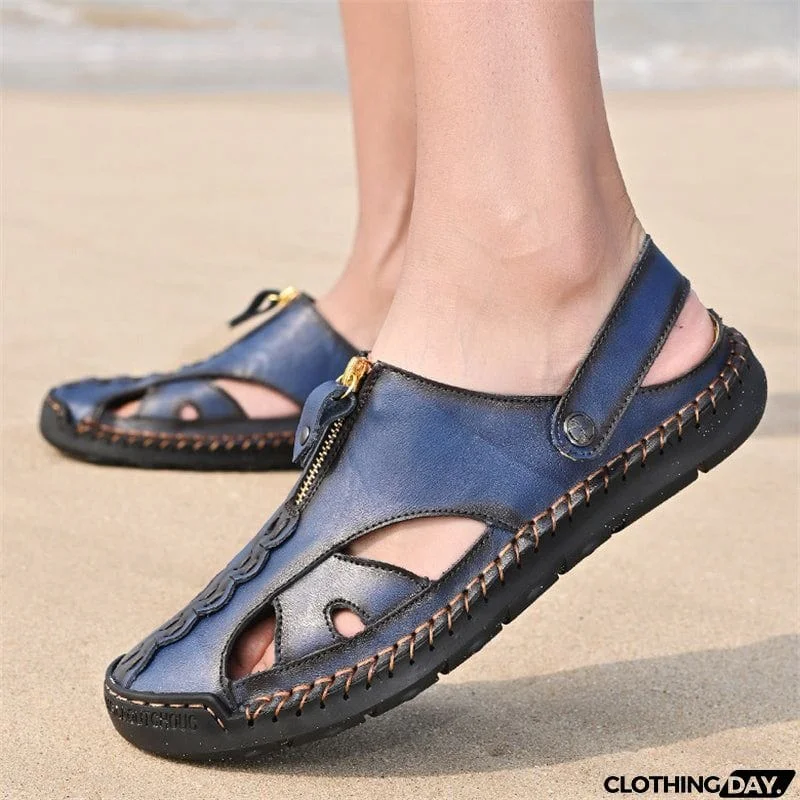 Casual Large Size Beach Soft Leather Sandals for Men