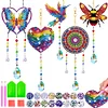 5Pcs DIY Diamond Painting Wind Chimes Crystal Window Suncatcher Craft Set Birthday Gifts Home Garden Decor