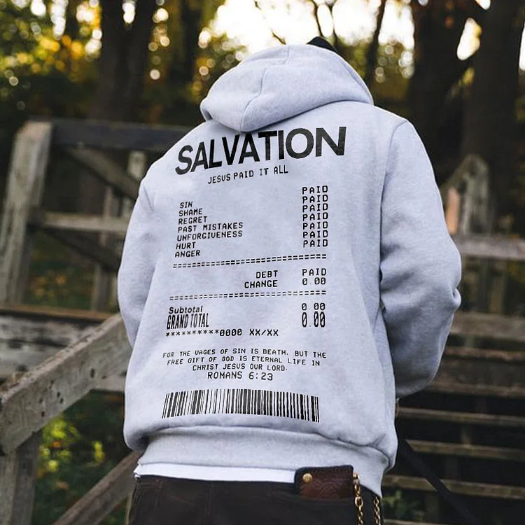 Jesus Paid It All Salvation Receipt Print Graphic Pullover Hoodie