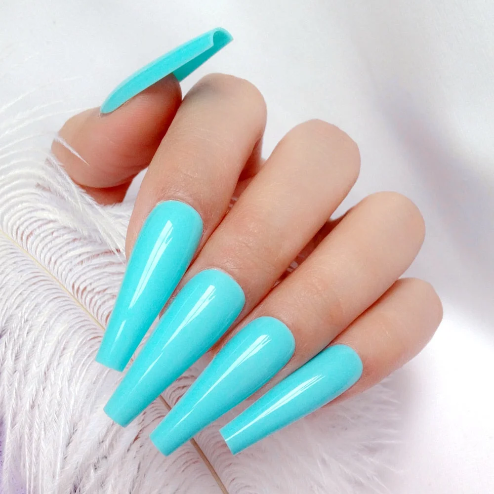 24Pcs Shiny Nude Long Artificial Fake Nails For Design Ballerina Stiletto False Nails DIY Full Cover Finger Tips Manicure Tools-Nail Inspo