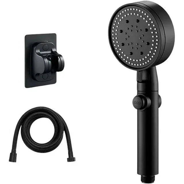 BN-LINK High Pressure Handheld Shower Head with ON/OFF Pause Switch, 5 Spray Modes Shower Wand, Removable Camper Shower Head with Hose and Adjustable Angle Bracket (Black)