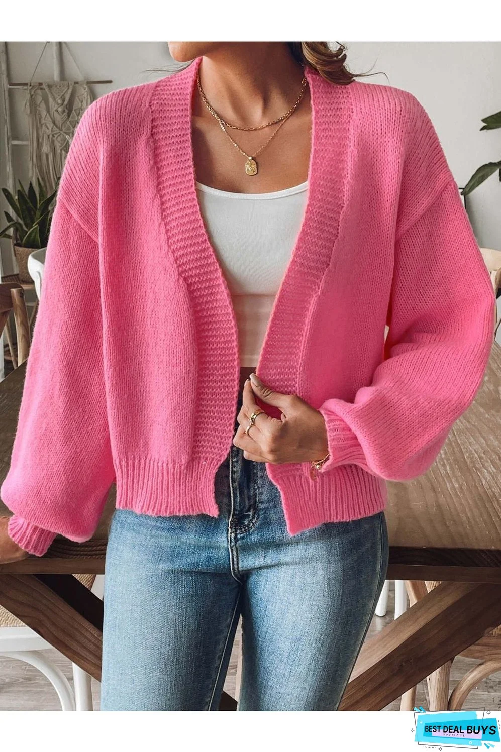 Open Front Long Sleeve Cardigan