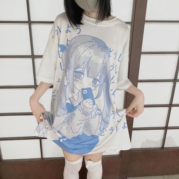 Pixel Style Anime Girl T-shirt weebmemes