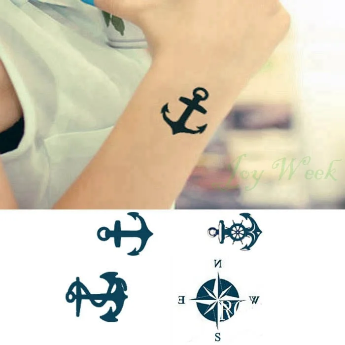 Waterproof Temporary Tattoo Sticker Marine Pirate Anchor Fake Tatto Flash Tatoo Tatouage Wrist Foot Hand Arm For Girl Women Men