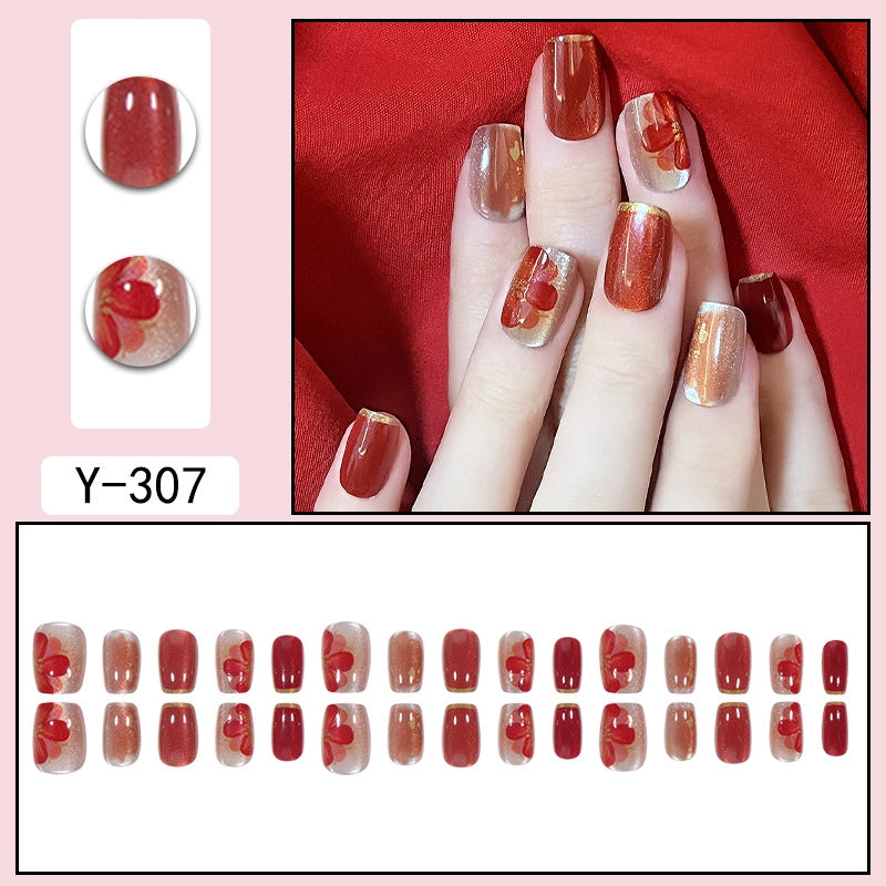 Sweet Color Block Heart Shape ABS Press-on Nails 1 Set