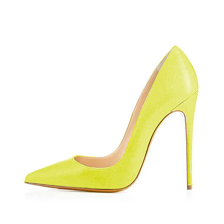 On Sale Neon Office Heels Pointy Toe Stiletto Heel Pumps |FSJ Shoes