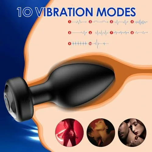 Anal Plug Sex Toys Vibrator &ndash; Silicone Butt Plugs with Remote Control, 10 Vibration Modes, Prostate Massager for Adults
