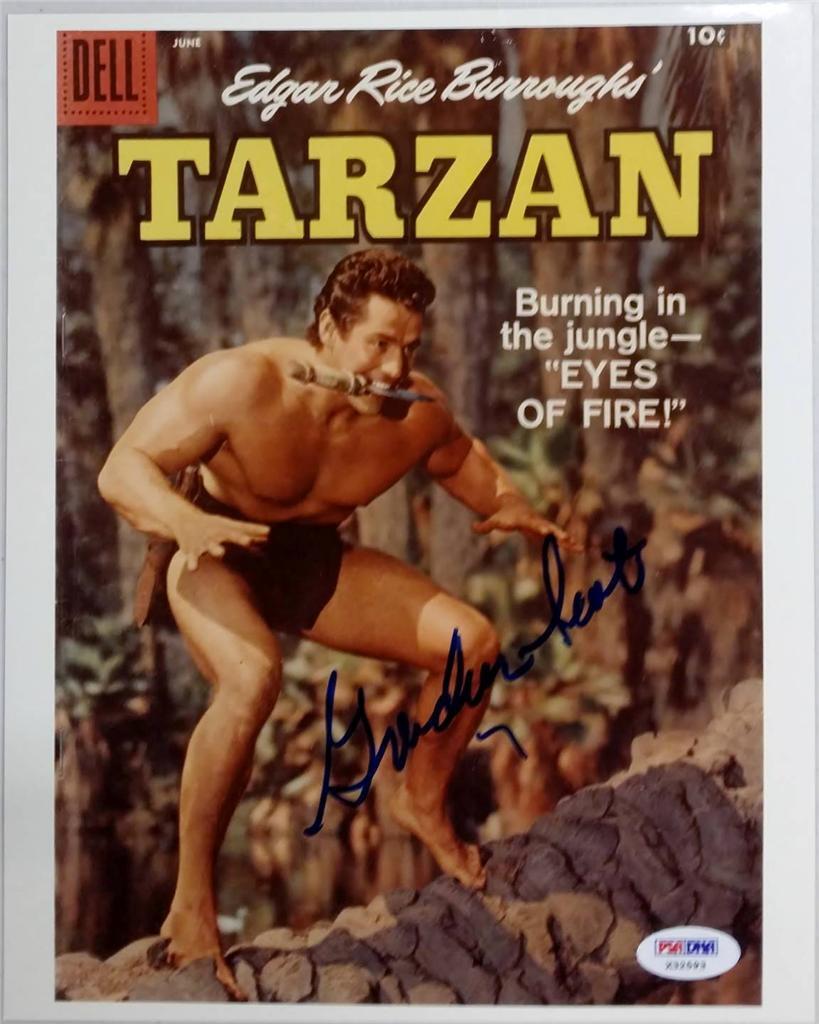 Gordon Scott Signed Tarzan 8x10 Photo Poster painting PSA/DNA Auto