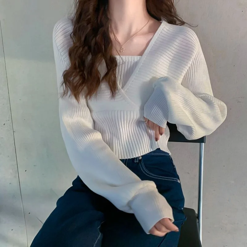 Mock Two-Piece Long-Sleeve Knit Top YP2233