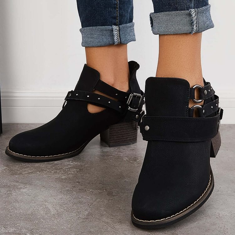 western cut out ankle boots