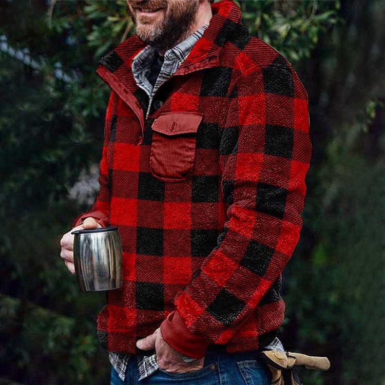 Men's western style lamb velvet pullover
