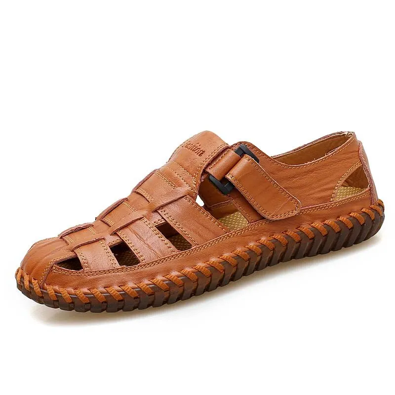 Summer Men's Sandals Genuine Leather Outdoor Summer Handmade Men slippers Shoes Men Beach Breathable sneakers Casual Shoes