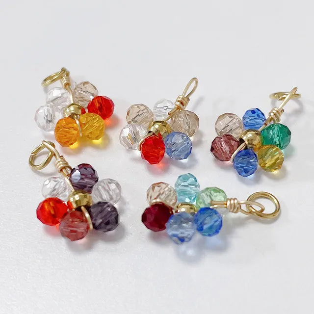 20 PCS/Package Diameter 10mm Hole 3~3.9mm 304 Stainless Steel Artificial Crystal Flower Pendant Jewelry Accessories