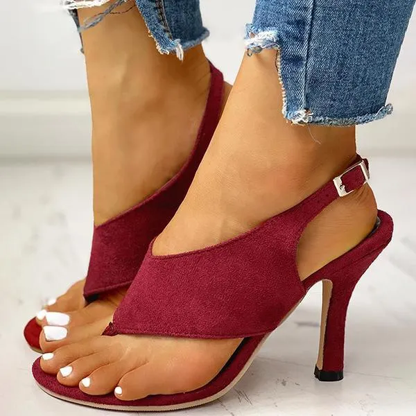 Toe Post Slingback Thin Heeled Sandals
