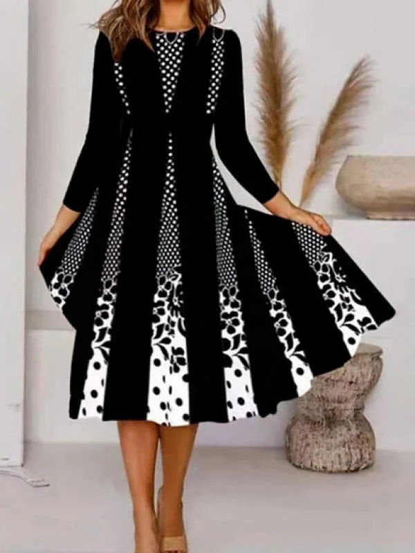 Women plus size clothing Women's Sequins Solid Color Stitching V-neck Long Sleeve Dress-Nordswear