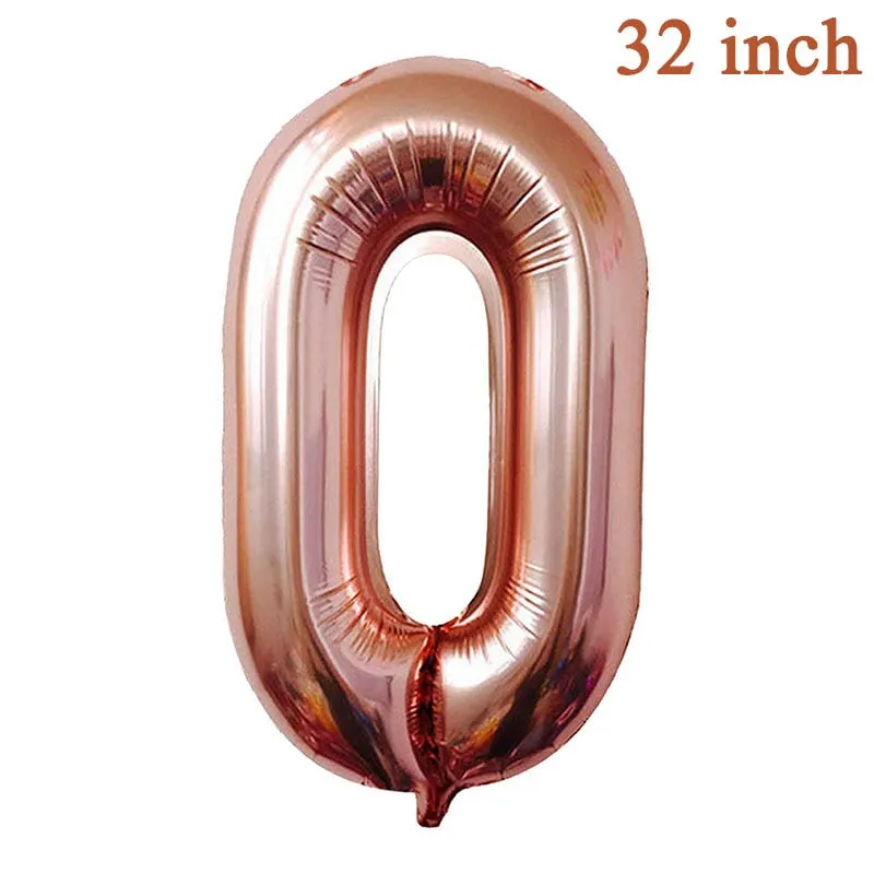 Rose Gold Number Foil Balloon Party Decorations Wedding Happy Birthday Party Kids Baby Shower Boy Girl Decor First 1st Supplies
