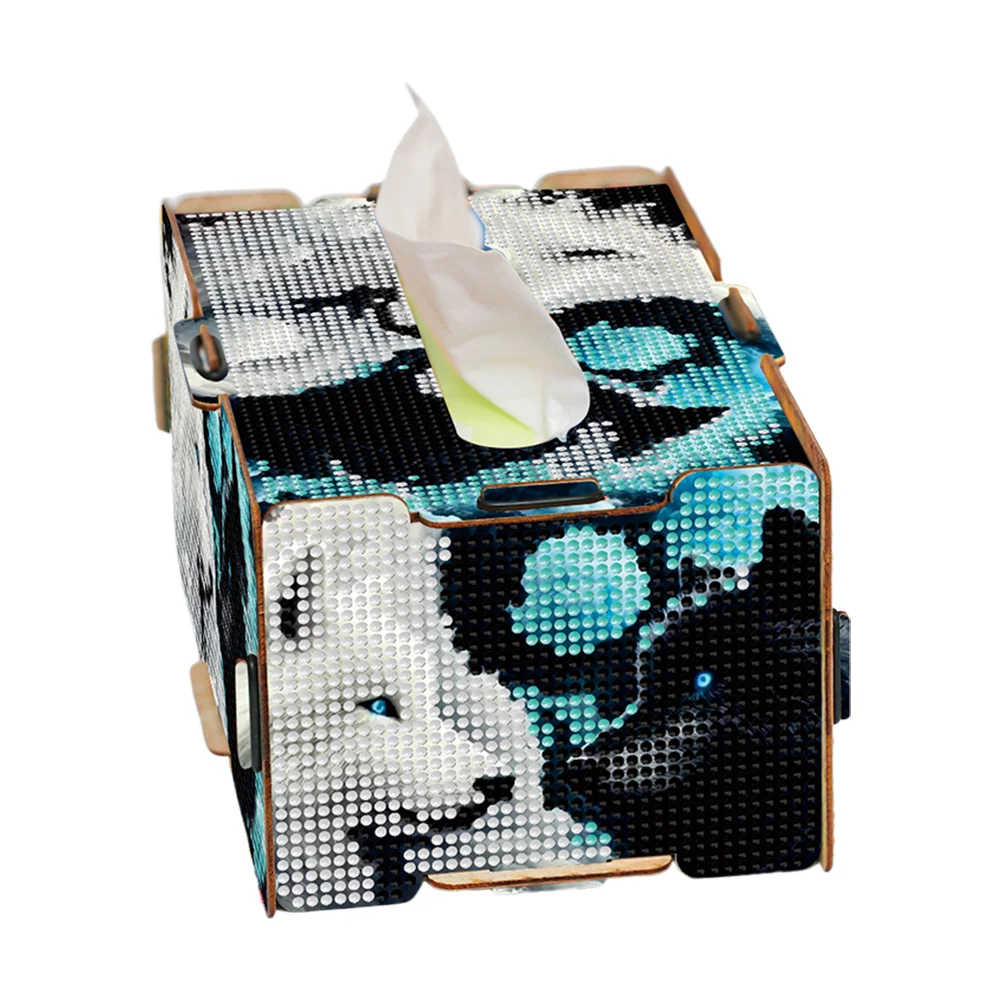 Diamond Painting Tissue Box Kits Decorative Rhinestone Craft Kit (Wolf)