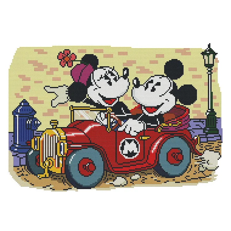 Mickey Mouse - 11CT 3 Strands Threads Printed Cross Stitch Kit - 50x40cm(Canvas)