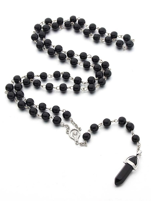 Vintage Bead Hexagonal Pendant Necklace