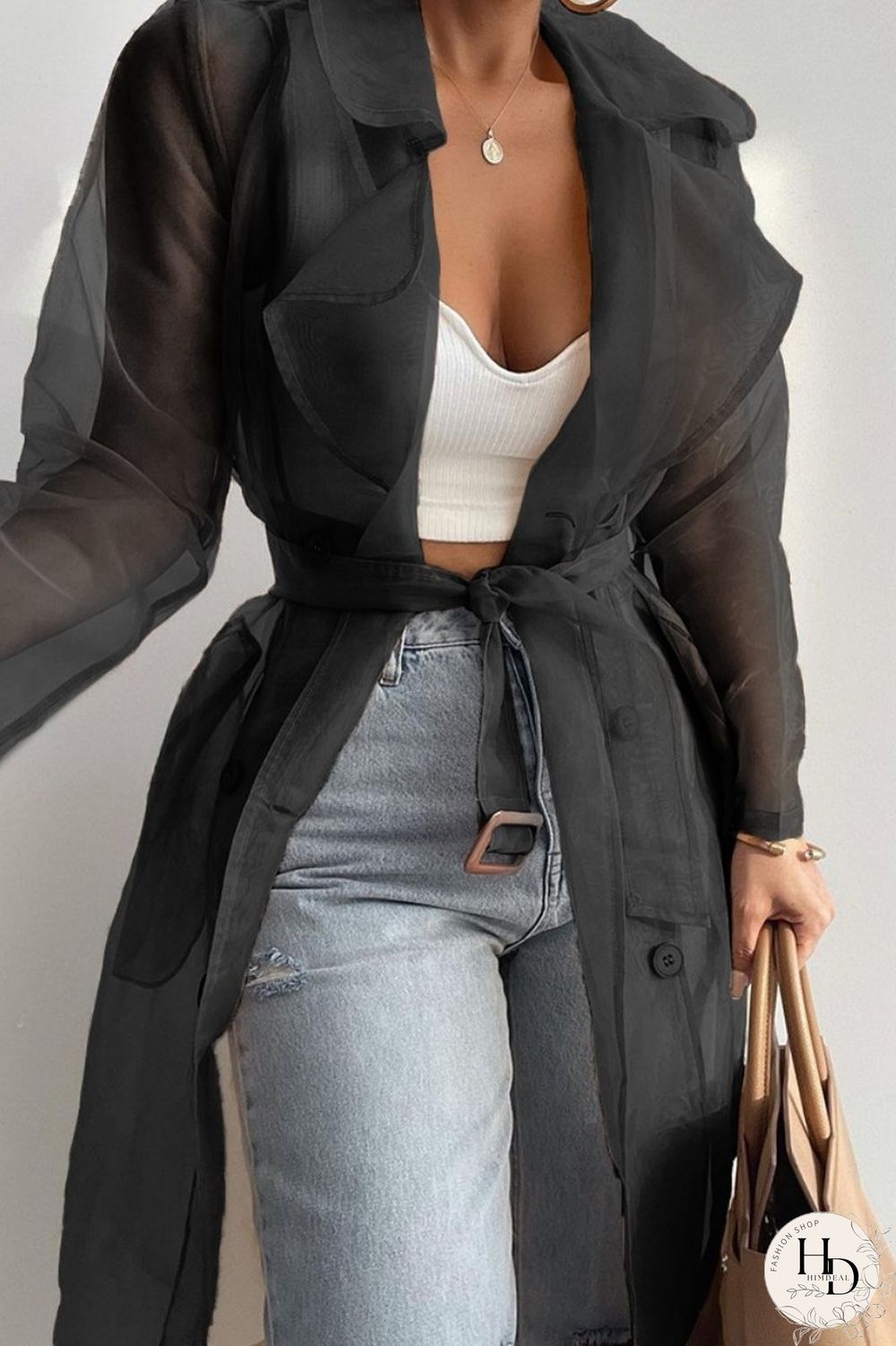 White Casual Solid Cardigan Turndown Collar Outerwear