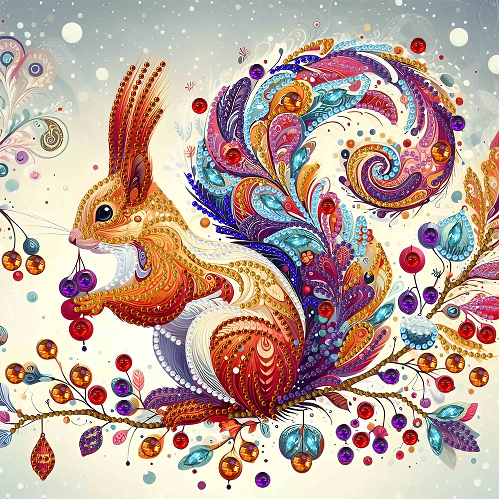 Indian Painted Squirrel 30*30cm(canvas) special shaped drill diamond painting