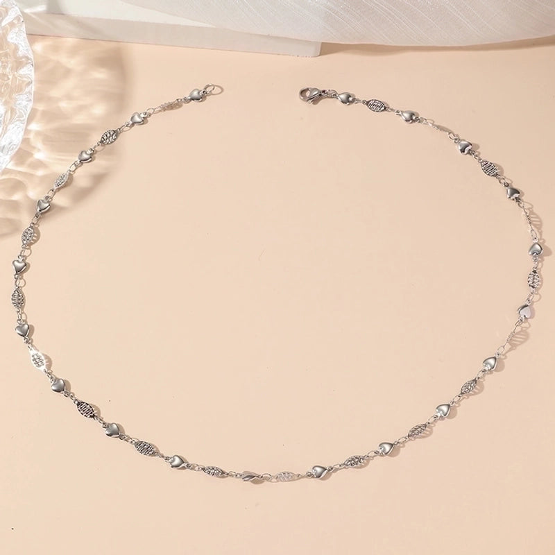 Casual Modern Style Heart Shape Titanium Steel 18K Gold Plated Polishing Plating Necklace