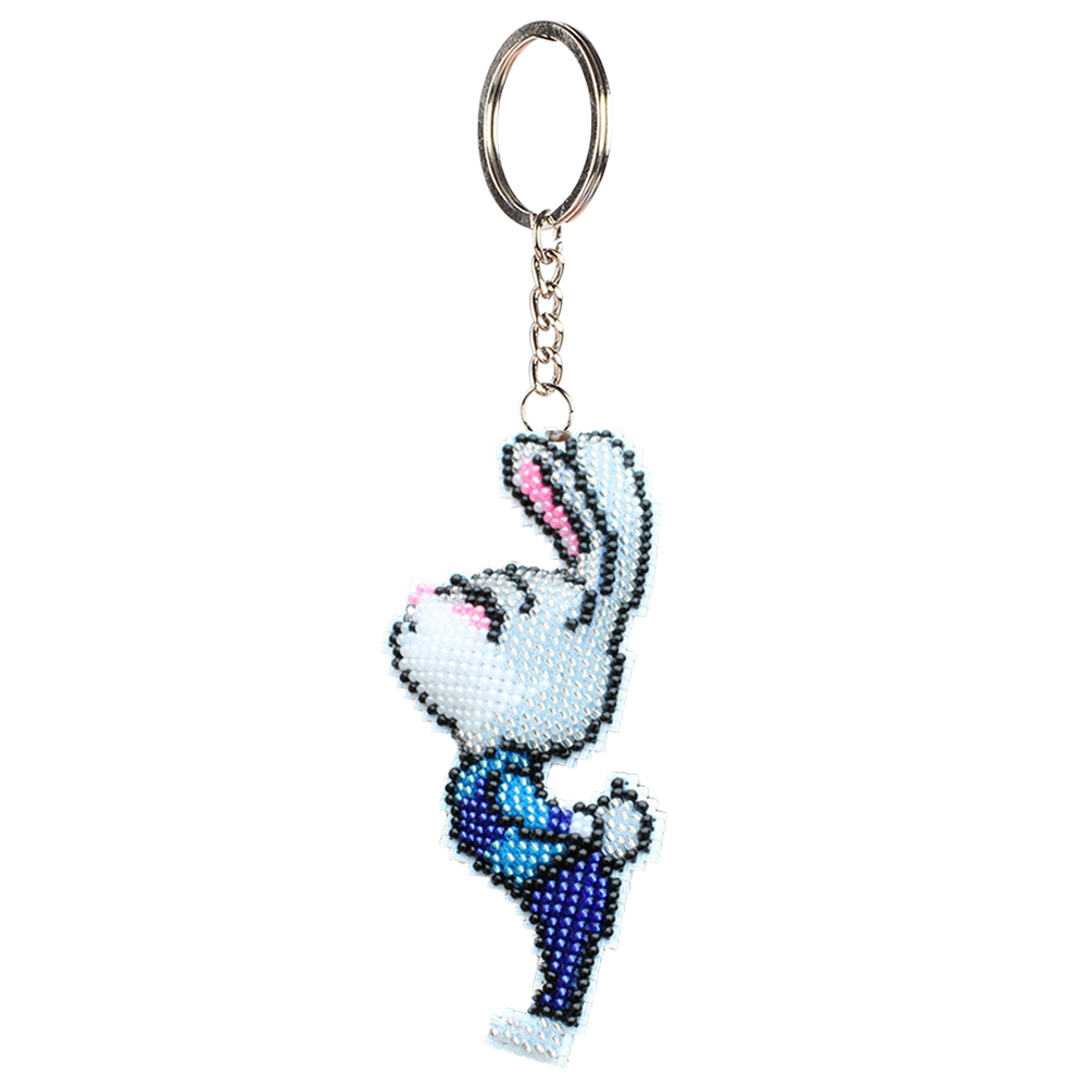 

Crazy Zoo Party Cartoon Rabbit - Bead Embroidery Cross Stitch - Keychain, 501 Original