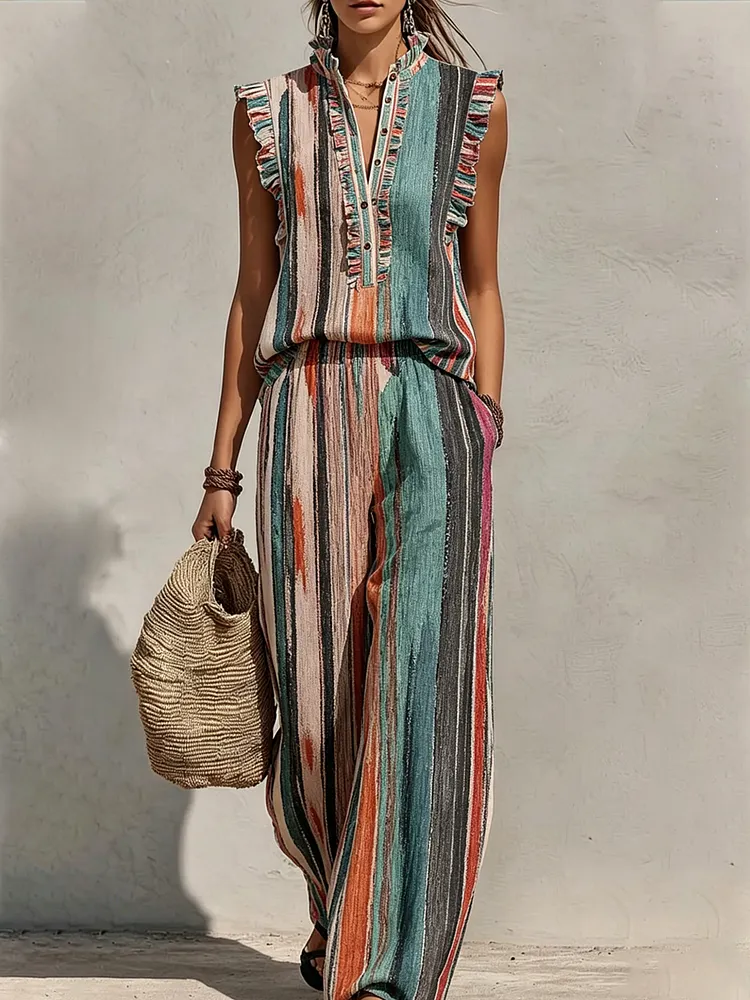 Women&rsquo;s Abstract Geometric Art Print Two-Piece Set