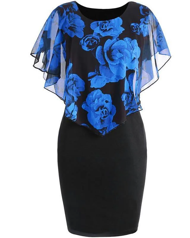 Women's Bodycon Short Mini Dress - Sleeveless Floral Flower Print Spring & Summer Plus Size Hot Elegant Going Out Floral Blue Red Blushing Pink Black Dresses
