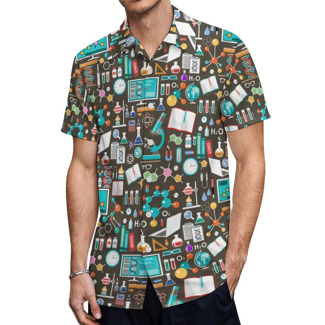 Short Sleeve Comfy Science Chemistry Hawaiian Shirt Mens Button Down Plus Size Tropical Hawaii Beach Shirts