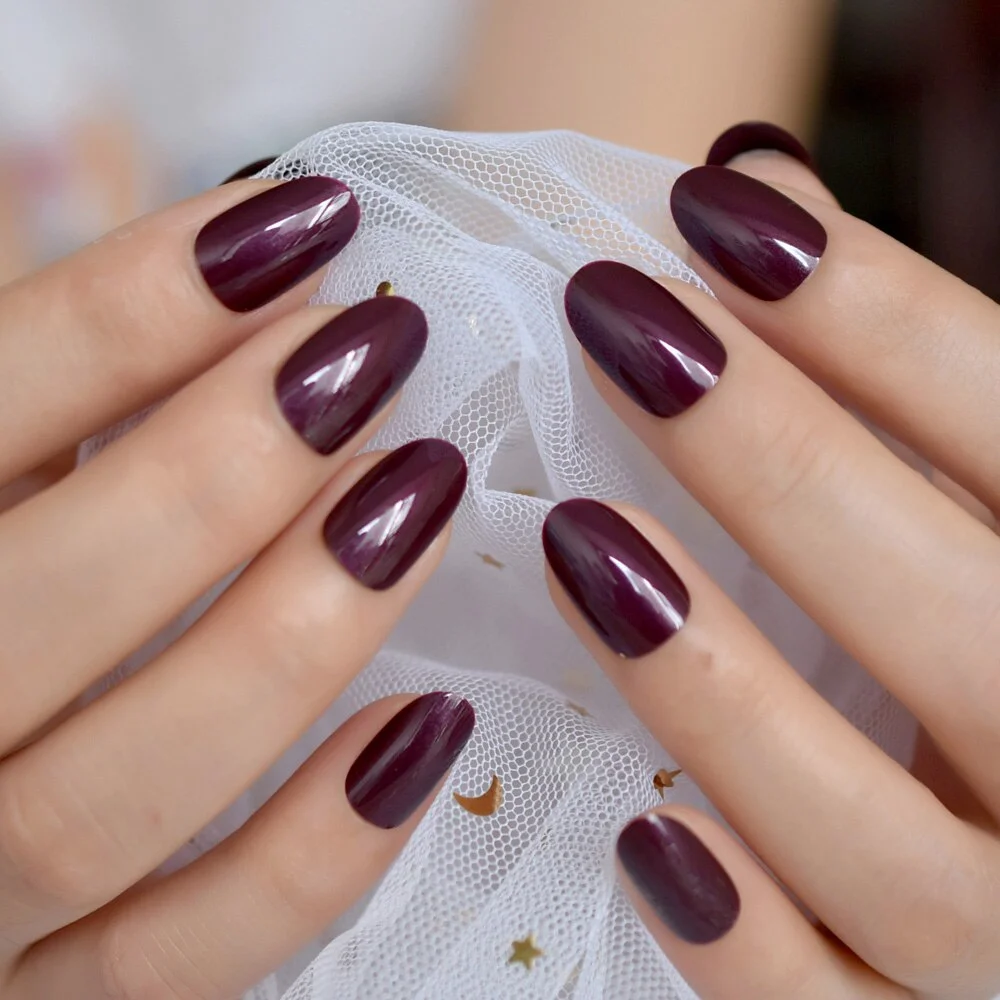 Supplies For Professionals UV Nails Gels Full Cover Nails Oval Press On Nails Short Acylic Blue Color Design Wholesale Glossy-Nail Inspo