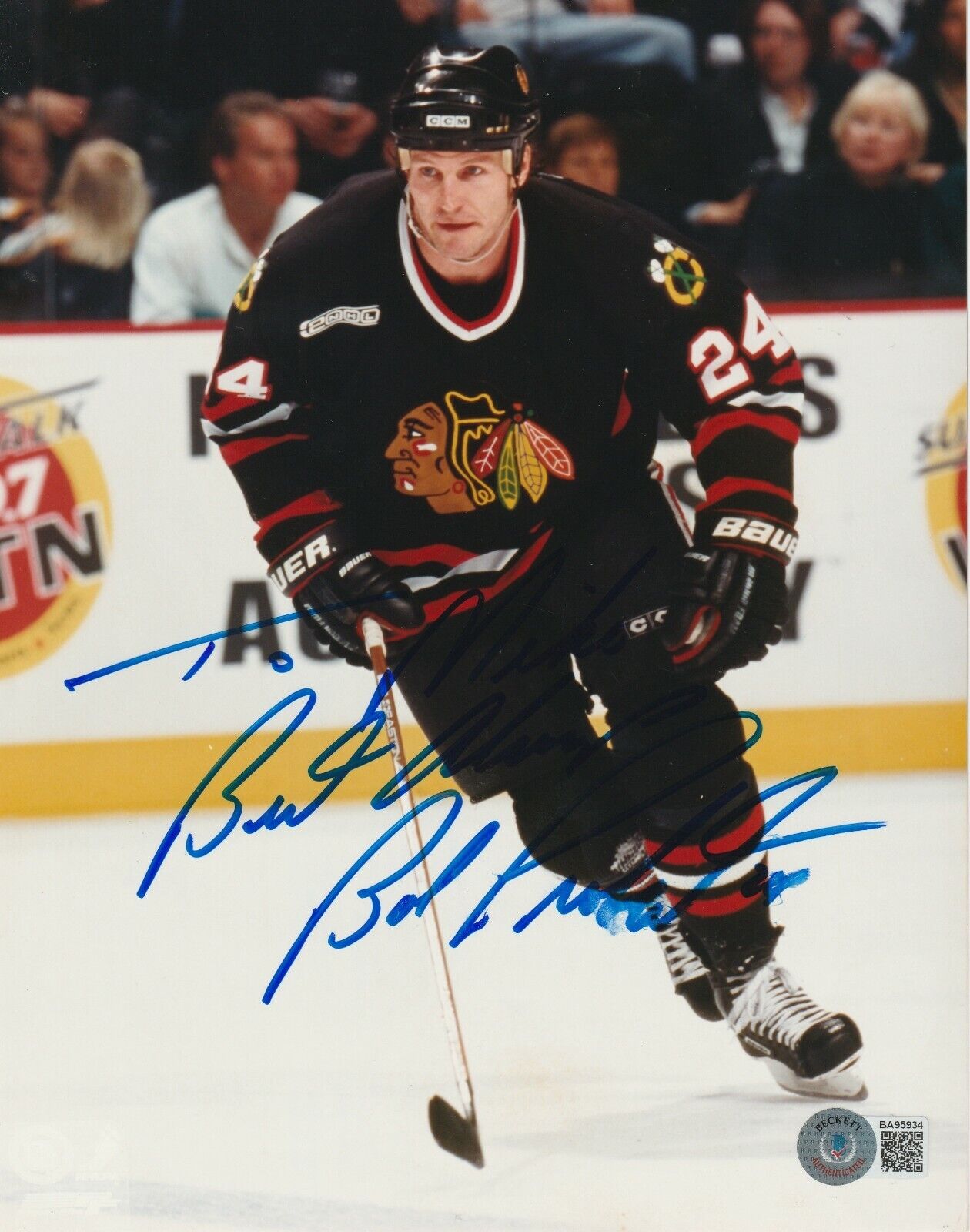 BOB PROBERT Signed Chicago BLACKHAWKS 8x10 Photo Poster painting with Beckett COA (BAS)