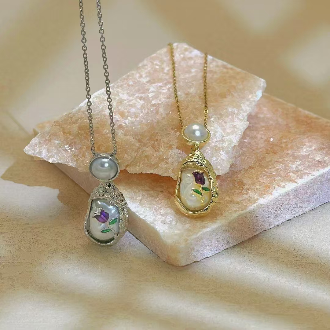 drop + pearl + rose Accessories Necklace