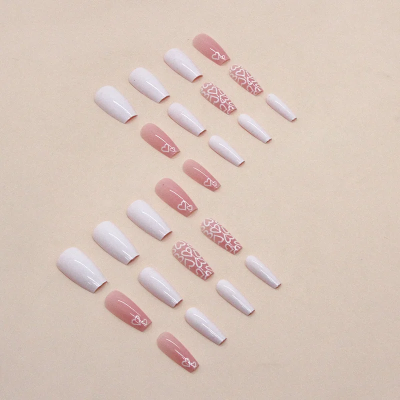 Churchf Churchf Temperament Simple Ins Wind Pure Desire White Love Nail In The Long Ballet Nail Flat Head False Nails Detachable Beauty