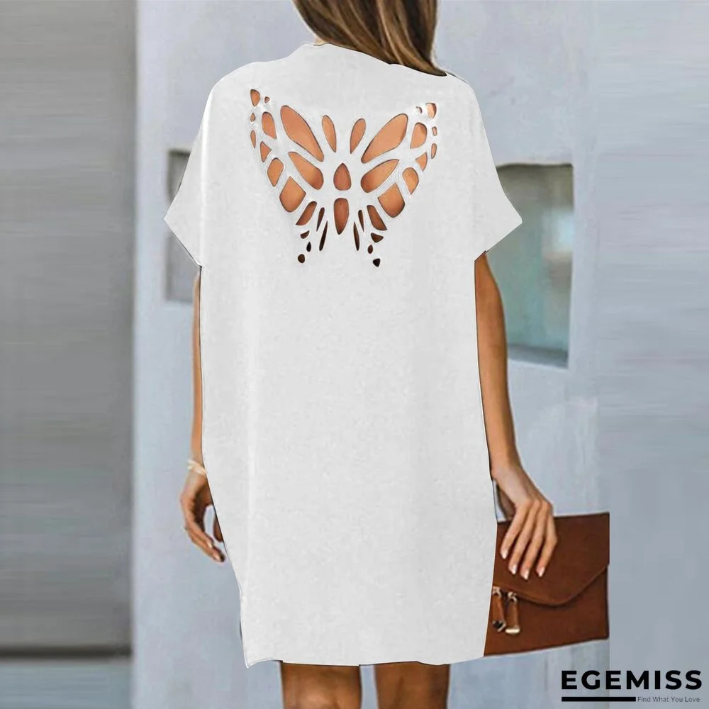 Loose Butterfly Hollow Solid Color Dress | EGEMISS