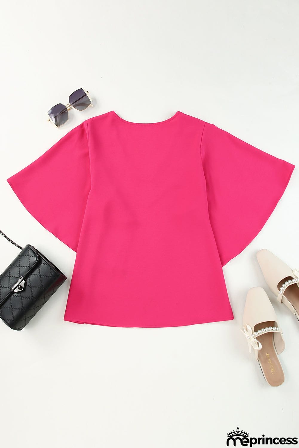 V-Neck Cloak Sleeve Blouse