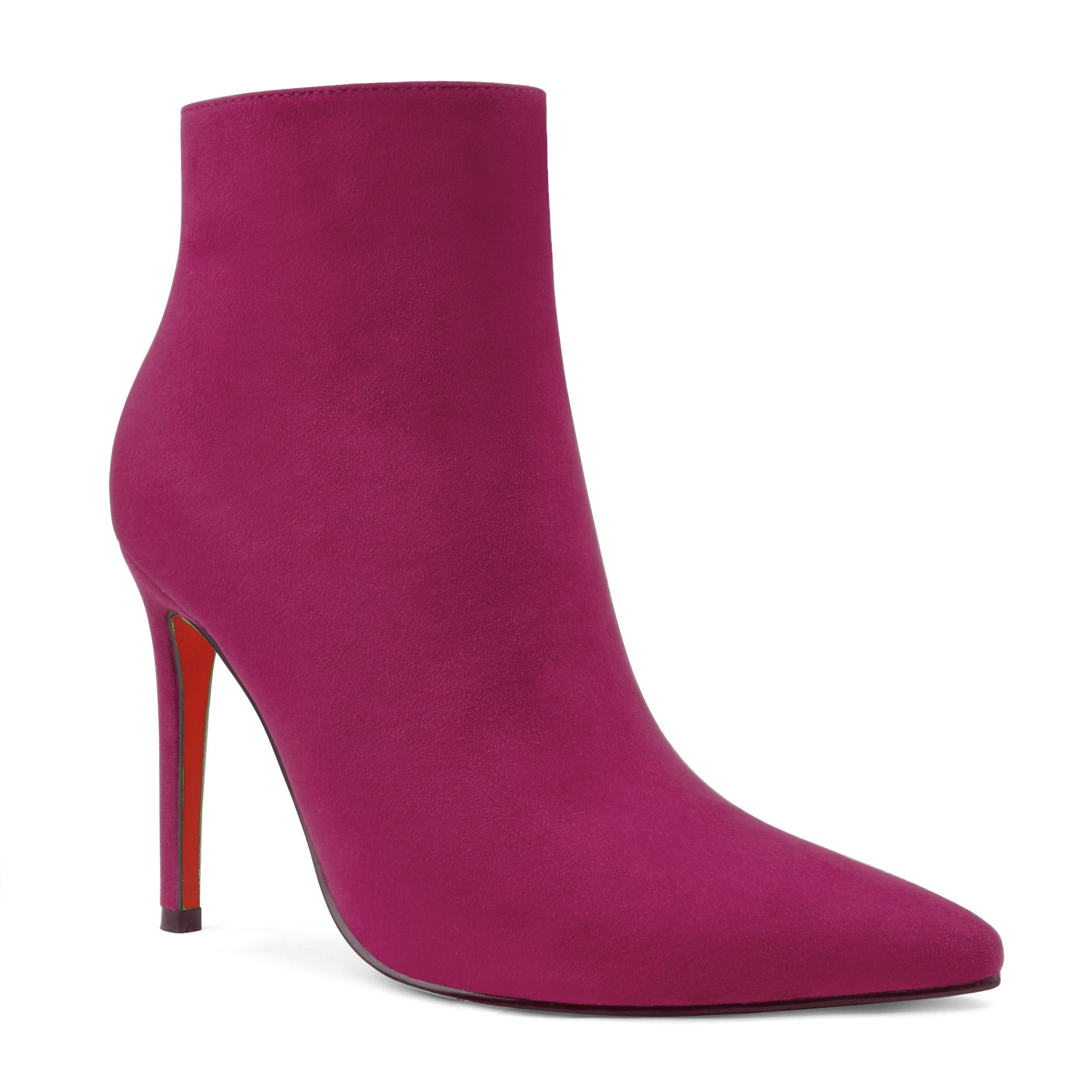 Women's Closed Pointed Toe Chain Studded Stiletto Ankle Boots Red Bottom Heels-MERUMOTE