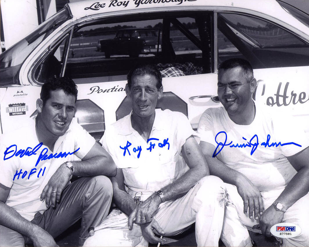 David Pearson Junior Johnson Ray Fox SIGNED 8x10 Photo Poster painting NASCAR PSA/DNA AUTOGRAPH