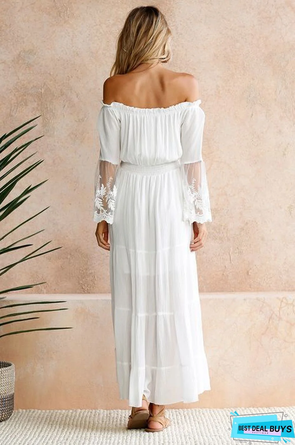 Women's Dress with Straight Neck Lace Teaching Dress White Dresses