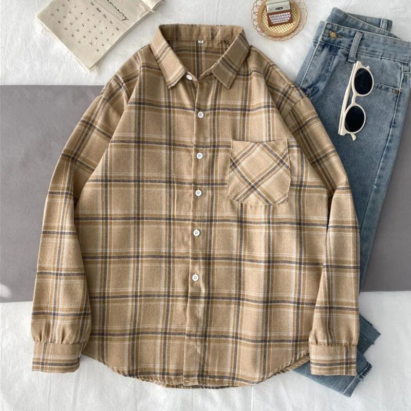 Thick Velvet Plaid Shirts Women Winter 2021 Fashion Warm Fleece Blouses Tops Ladies Casual Shirt Jacket Long Sleeve Femme Blusas