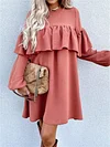 Solid Color Commuter Long Sleeve Loose Pleated Skirt