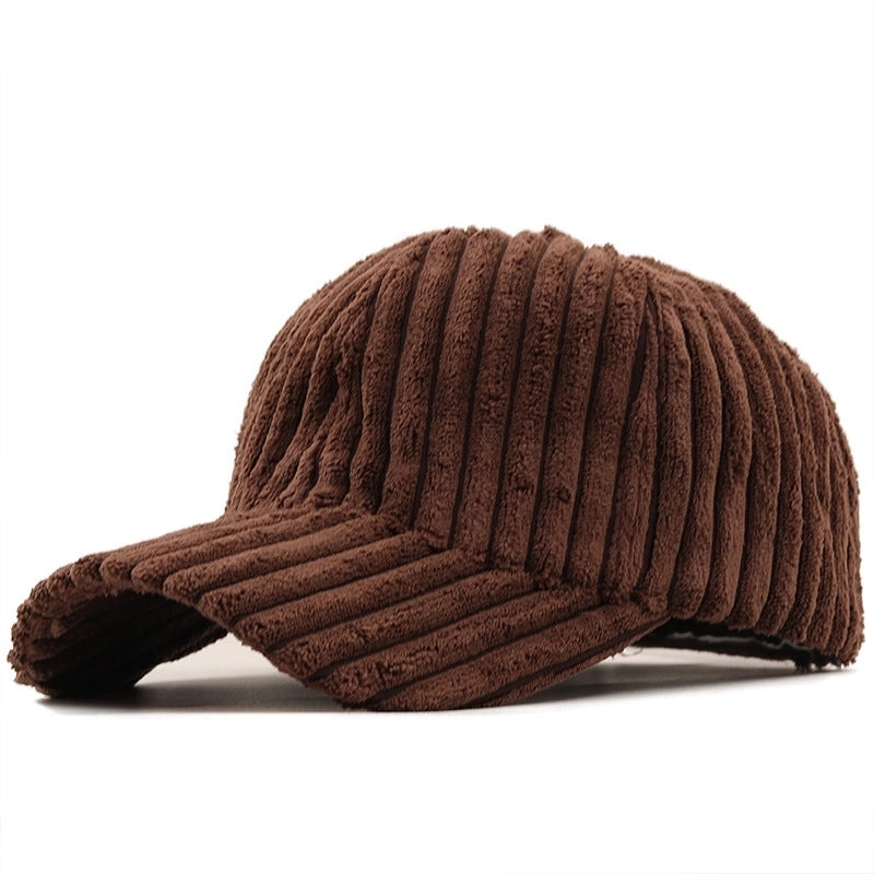 Fashion Casual Solid Color Stripe Corduroy Cap