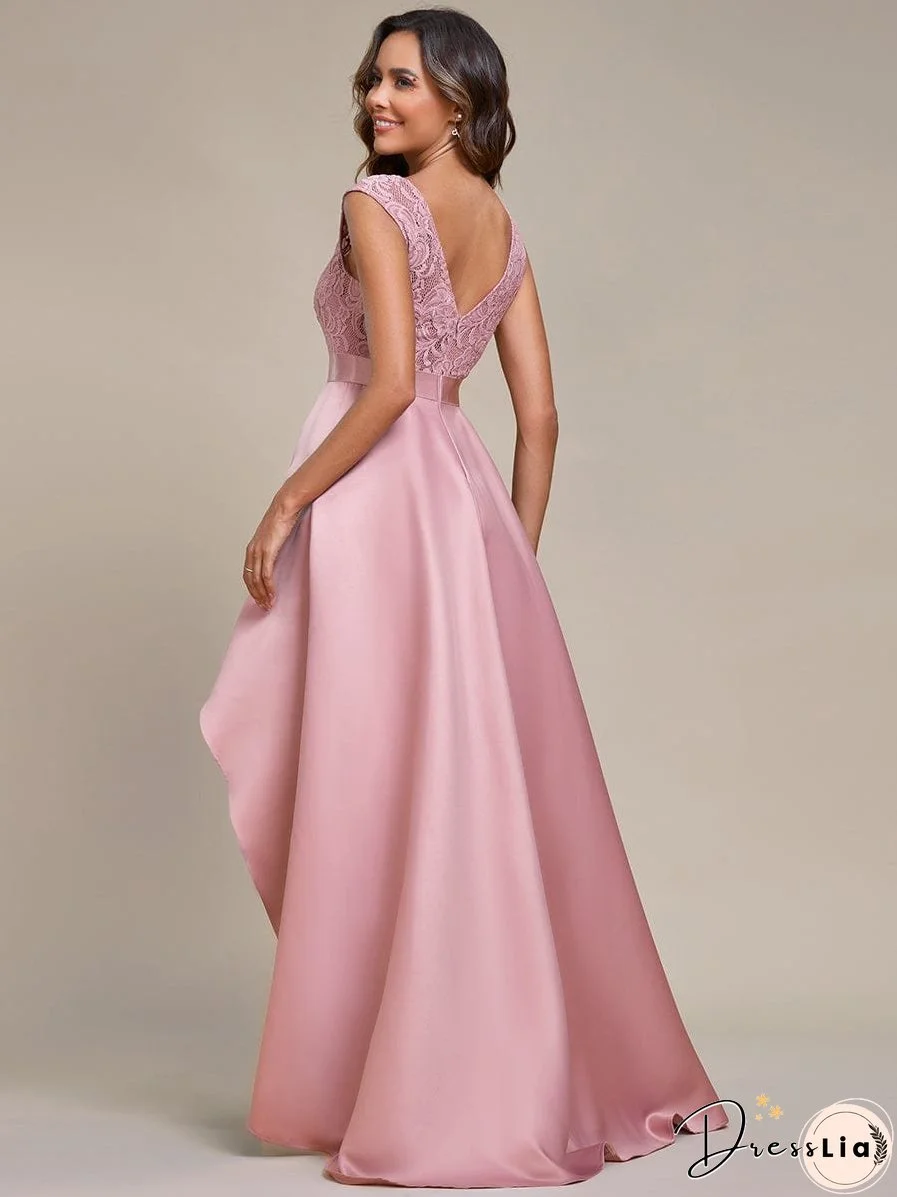 Elegant High-Low Lace Cocktail Dress