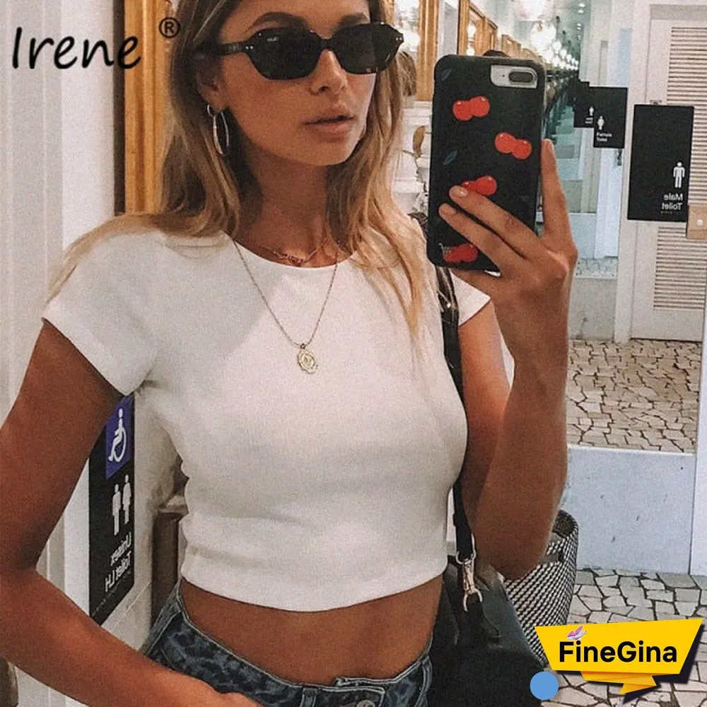 O Neck Long Sleeve Shirt Women Ribbed Sexy Cropped Tops  Spring Black Casual Skinny Slim Basic Woman T Shirts White
